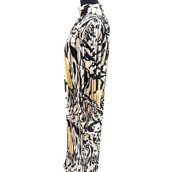 NWT Beulah Style Tiger Party Dress Women Pleated Maxi Dress Black/White Abstract - Picture 3 of 14